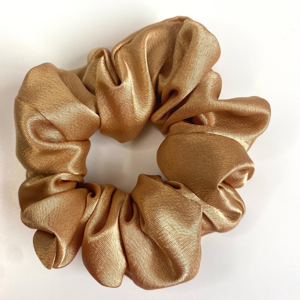 handmade caramel satin scrunchie